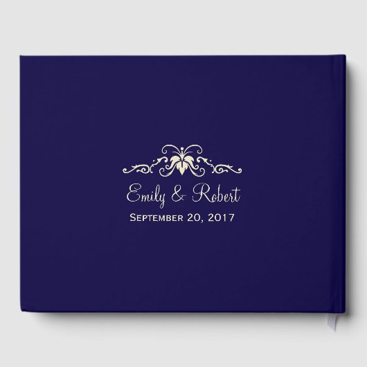 アイボリーレースネイビーブルーエレガントウェディング |ゲストブック ゲストブック (裏面)