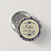 アイボリーレースネイビー結婚ブルーの嫁の母 缶バッジ (正面&裏面)