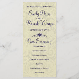 アイボリーレース王室のネイビーブルーフォーマル結婚式 プログラム