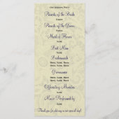 アイボリーレース王室のネイビーブルーフォーマル結婚式 プログラム (裏面)