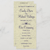 アイボリーレース王室のネイビーブルーフォーマル結婚式 プログラム (正面/裏面)