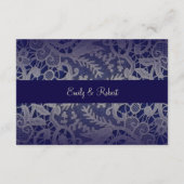 アイボリーレース ネイビーブルー フォーマル ウェディング レセプション エンクロージャーカード (裏面)
