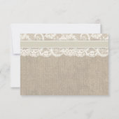 アイボリーレース&バーラップウェディング日付を保存 セーブザデート (裏面)