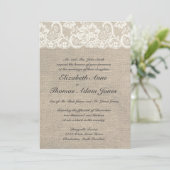 アイボリーレース&バーラップ結婚式招待状 招待状 (スタンド正面)