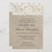 アイボリーレース&バーラップ結婚式招待状 招待状 (正面/裏面)