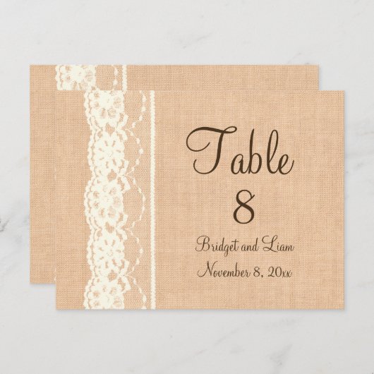 アイボリーレース&ライトバーラップテーブル番号 ポストカード (正面/裏面)