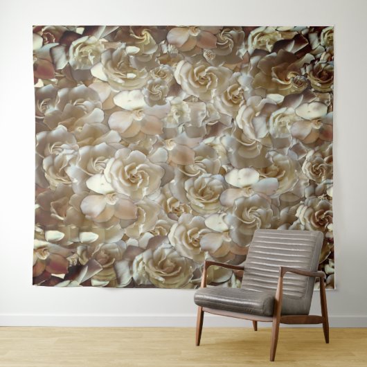 アイボリーローズパターン - エレガントな花の芸術 タペストリー (インサイチュ(横))