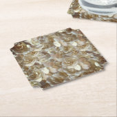 アイボリーローズパターン - エレガントな花の芸術 ペーパーコースター (アングル)