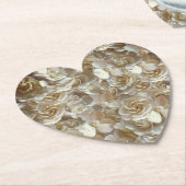 アイボリーローズパターン - エレガントな花の芸術 ペーパーコースター (アングル)