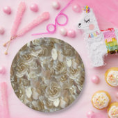 アイボリーローズパターン - エレガントな花の芸術 ペーパープレート (パーティー)