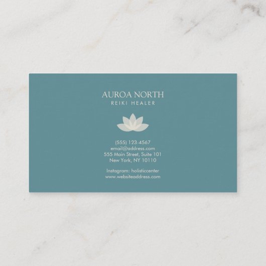 アイボリーロータスフラワー名前をカスタムするヨガ 名刺 (裏面)