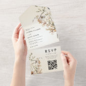 アイボリーワイルドフラワーガーデン秋ボタニッ結婚クス オールインワン招待状 (貼ってはがせる)