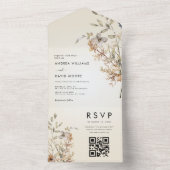 アイボリーワイルドフラワーガーデン秋ボタニッ結婚クス オールインワン招待状 (内側)