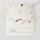 アイボリーワイルドフラワーズ&ロマンチックなスクリプト秋の結婚式 プレイスカード (外部開封)