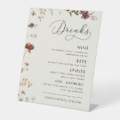 アイボリーワイルドフラワー秋の結婚式バードリンク 台座サイン (正面)