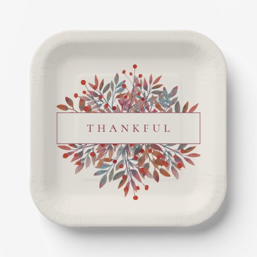 アイボリーワインベリー離れ&カスタマイズ可能な植物学 ペーパープレート (正面)