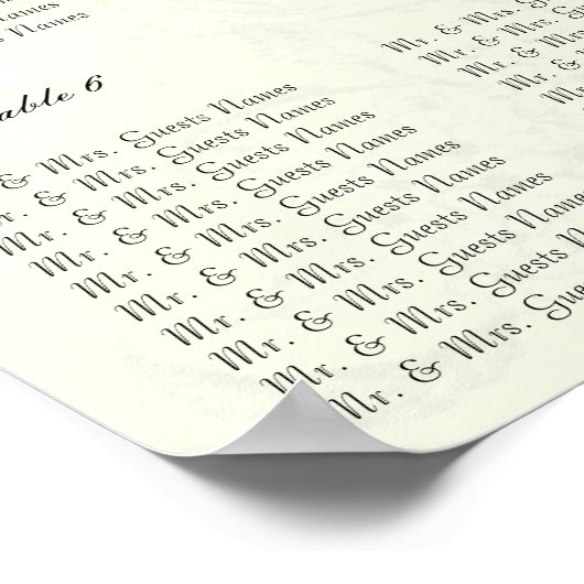 アイボリーヴィンテージの鳥の座席表の番号 ポスター (角)