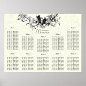 アイボリーヴィンテージの鳥の座席表の番号 ポスター (正面)