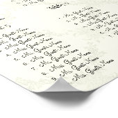 アイボリーヴィンテージの鳥の座席表12表 ポスター (角)