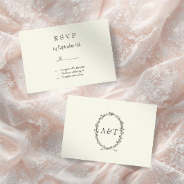 アイボリーヴィンテージウェディング招待状RSVPカード 出欠カード