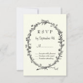 アイボリーヴィンテージウェディング招待状RSVPカード 出欠カード (正面)