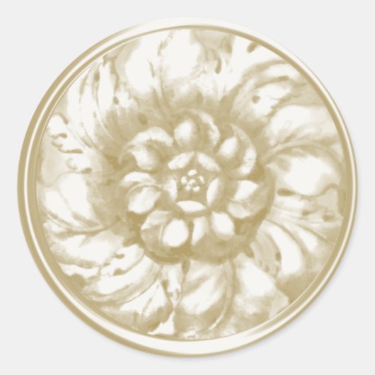 アイボリーヴィンテージバロックエンボスルックシール ラウンドシール (正面)