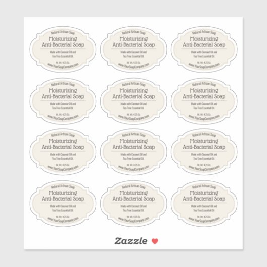 アイボリーヴィンテージラベル自家製せっけん🧼 シール (シート)