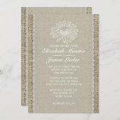 アイボリーヴィンテージレース結婚式招待状 招待状 (正面/裏面)