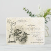 アイボリーヴィンテージ鳥かご愛鳥 招待状 (スタンド正面)