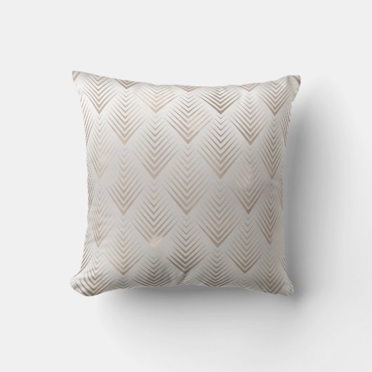 アイボリー三角形グレーアールデコジオメトリ矢印 クッション (正面)