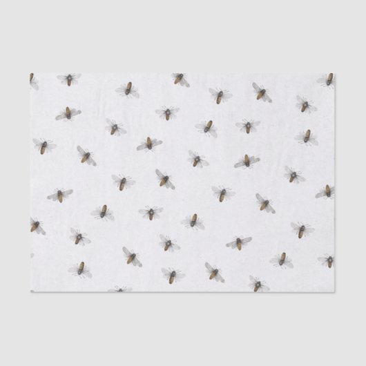 アイボリー上の散乱ビーパターン 薄葉紙 (正面)