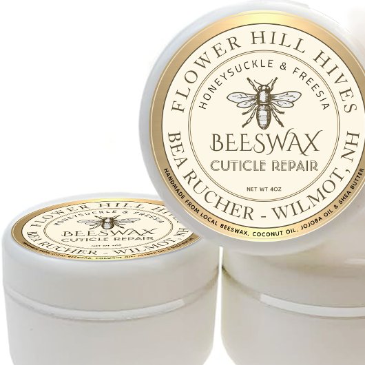アイボリー上の縁どBeeswaxCutiles修理金ゴールド ラウンドシール