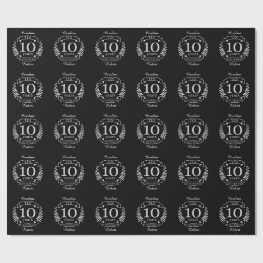 アイボリー伝統的結婚記念日10年 ラッピングペーパー (フラット)