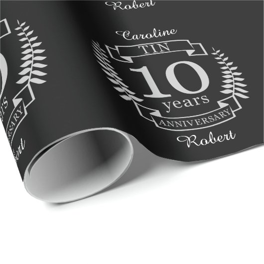 アイボリー伝統的結婚記念日10年 ラッピングペーパー (ロールコーナー)