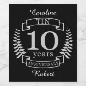 アイボリー伝統的結婚記念日10年 ワインラベル (シングルラベル)