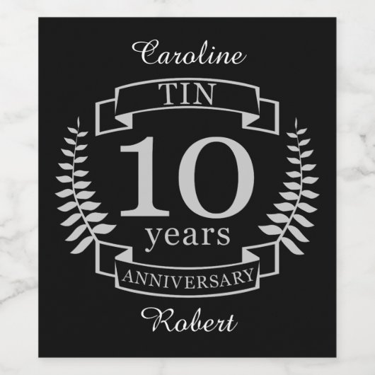 アイボリー伝統的結婚記念日10年 ワインラベル (シングルラベル)