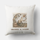 アイボリー優雅スタイリッシュでアールヌーボー猫 クッション (裏面)