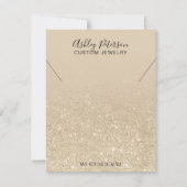 アイボリー光金ゴールドグリッタージュエリーネックレスディスプレイ サンキューカード (正面)