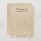 アイボリー光金ゴールドグリッタージュエリーネックレスディスプレイ サンキューカード (正面/裏面)