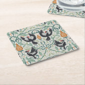 アイボリー入りキツツキ スクエアペーパーコースター (アングル)