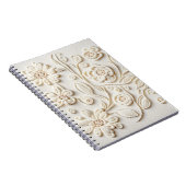 アイボリー刺繍フローラデザイン ノートブック (右側)