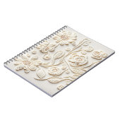 アイボリー刺繍フローラデザイン ノートブック (左側)