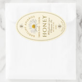 アイボリー卵形ハチミツのラベル(紋付き)、デイジー 楕円形シール (バッグ)