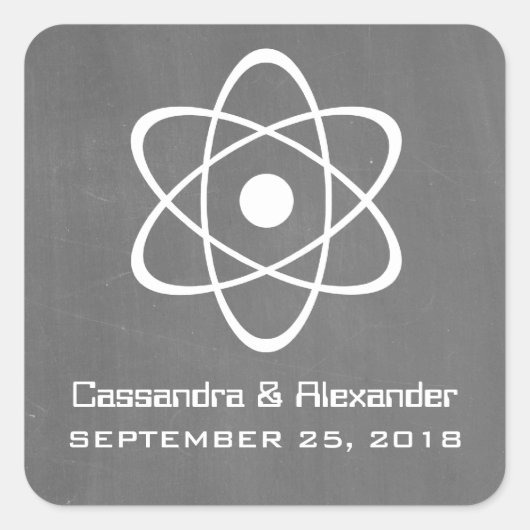 アイボリー原子の黒板結婚式用シール スクエアシール (正面)