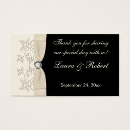 アイボリー及びブラックフローラ結婚式の引き出物ラベル