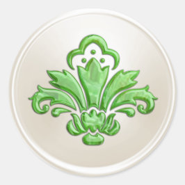 アイボリー及びライム(紋章の)フラ・ダ・リ封筒用シール ラウンドシール