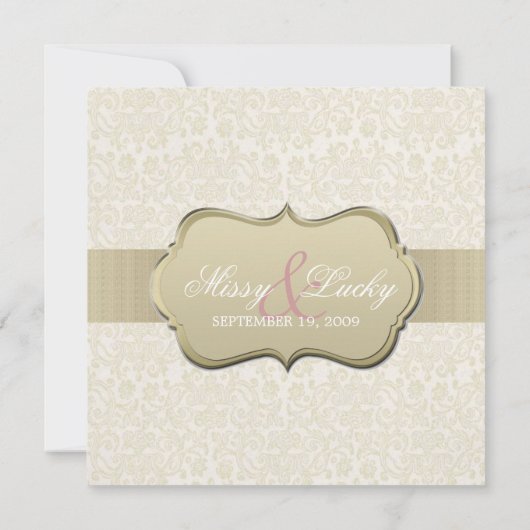 アイボリー及び金ゴールドの招待状 招待状 (裏面)