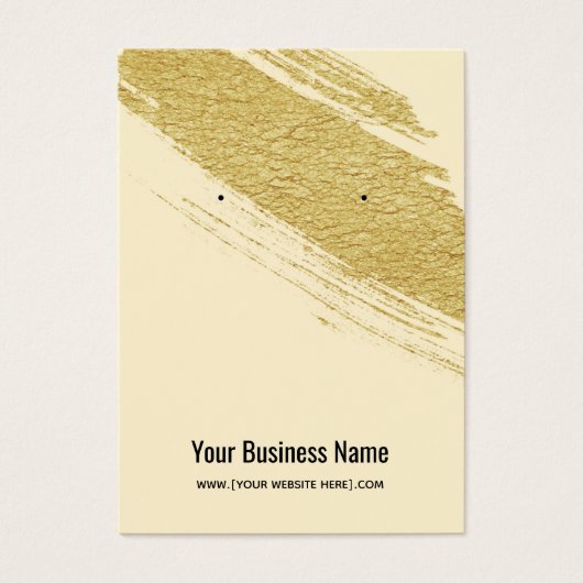 アイボリー及び金ゴールドブラシ耳飾り表示カード (正面)