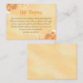 アイボリー及び金ゴールド結婚フローラのギフト原簿 エンクロージャーカード (正面/裏面)