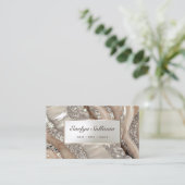 アイボリー及び銀グリッターマーブル名刺 名刺 (スタンド正面)